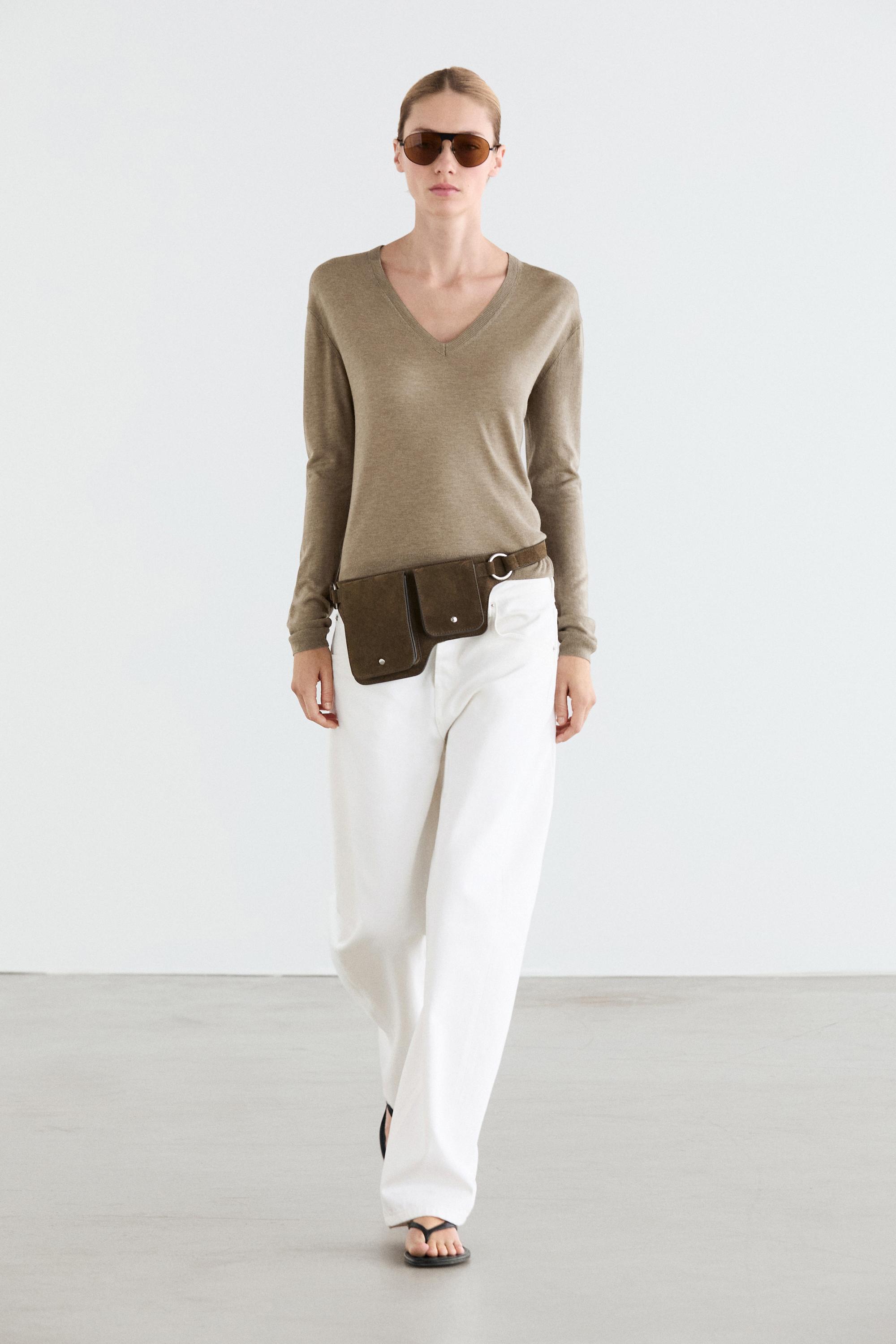 Silk and wool blend knit sweater